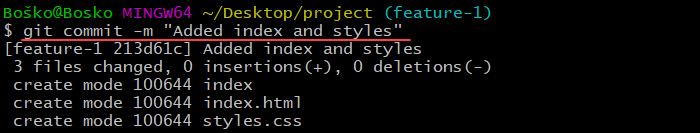 Making a commit in Git Bash.