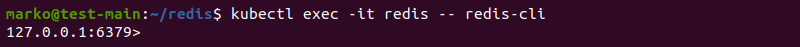 Using kubectl exec to enter the Redis pod.