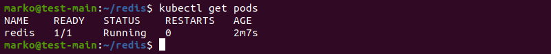 Checking if the Redis pod deployed in the previous step is running.