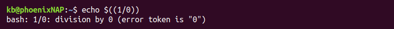 bash division by zero error terminal output
