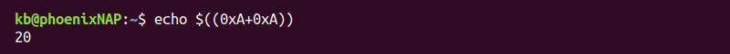 bash hexadecimal math terminal output