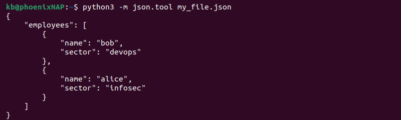 json.tool terminal PrettyPrint Python