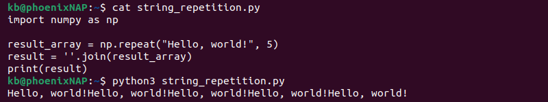 String repeat NumPy Python