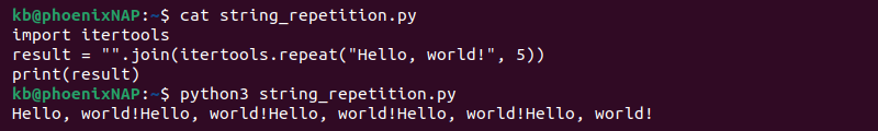 String repetition itertools.repeat() Python output