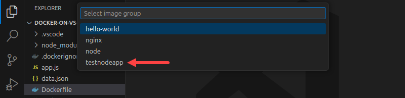 Selecting an image to base the container on.