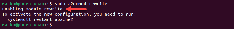 Enabling the rewrite module in Apache.