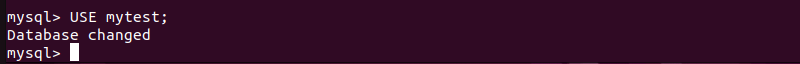 USE mytest; terminal output