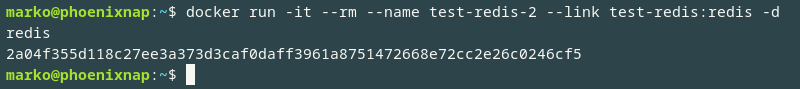 Linking Redis containers with docker run command.